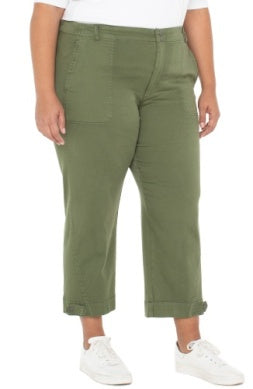 Liverpool Utility Crop with Tab Hem-Forest Shade