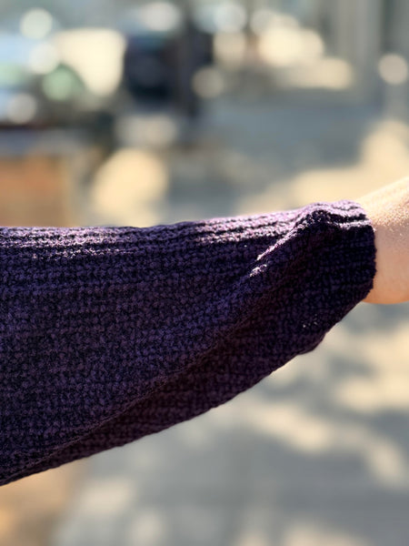 Eileen Fisher Chenille Blend V-Neck Sweater- Aubergine