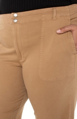 Liverpool Utility Crop with Tab Hem- Camel