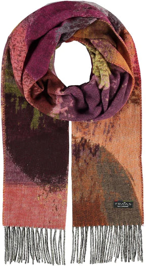 Fraas Sustainable Recycled Scarf-Painted Circles-Magenta