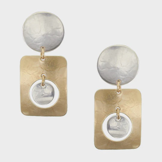 Marjorie Baer Disc with Rectangle Clip Earring
