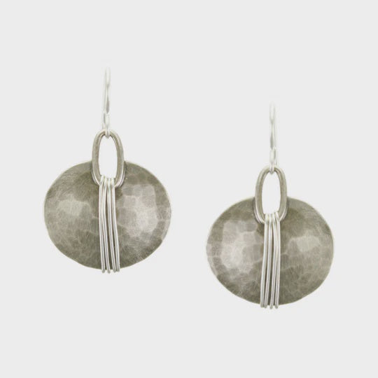 Marjorie Baer Wire Wrapped Oval Earring- Silver over Antique Silver