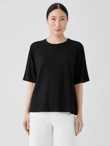 Eileen Fisher Stretch Jersey Crew Neck Tee- Black