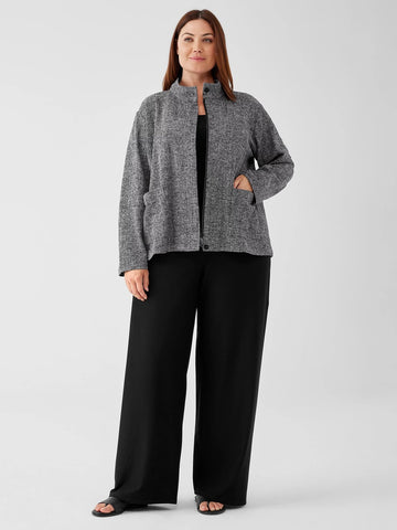 Eileen Fisher Organic Cotton Tweed Stand Collar