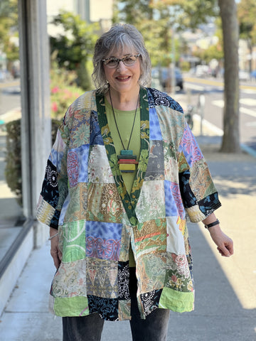 Jaded Gypsy Out of Touch Patchwork Kimono- Greens