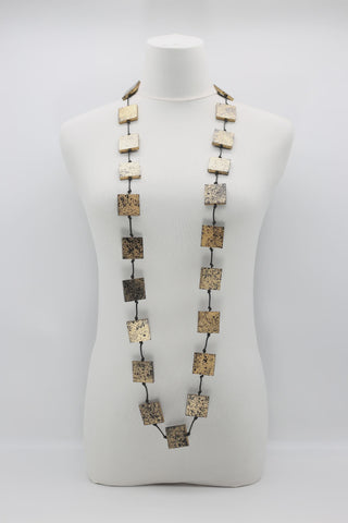 Jianhui London Recycled Wood Square Necklace- Gold Black