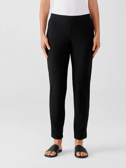Eileen Fisher Stretch Crepe Slim Ankle  Pant-Black