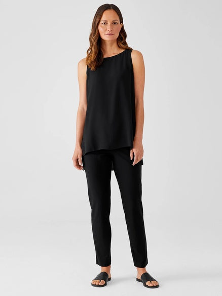 Eileen Fisher Stretch Crepe Slim Ankle  Pant-Black