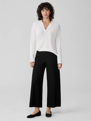 Eileen Fisher Wide Leg Stretch Crepe Pant- Black