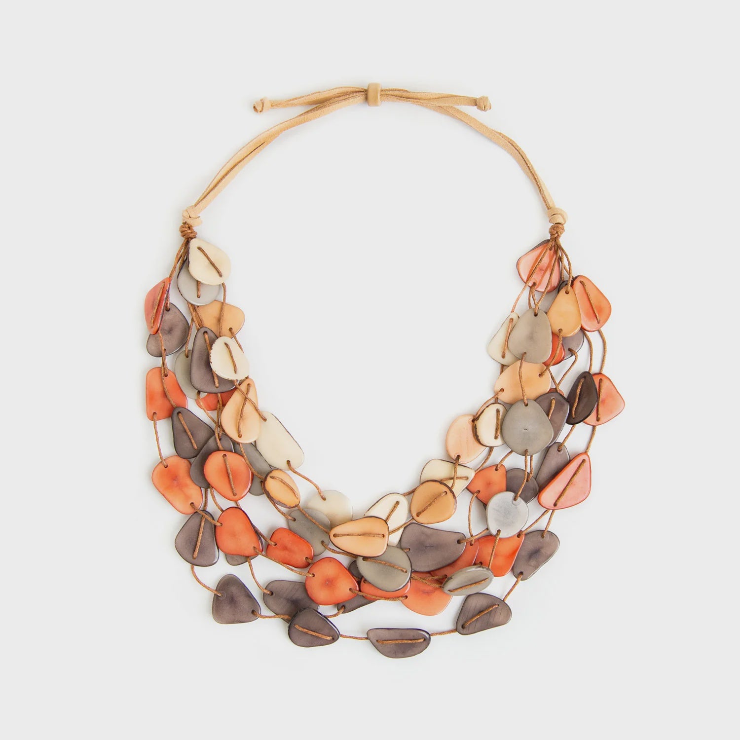 Tagua Brittany Necklace-Coral Mix